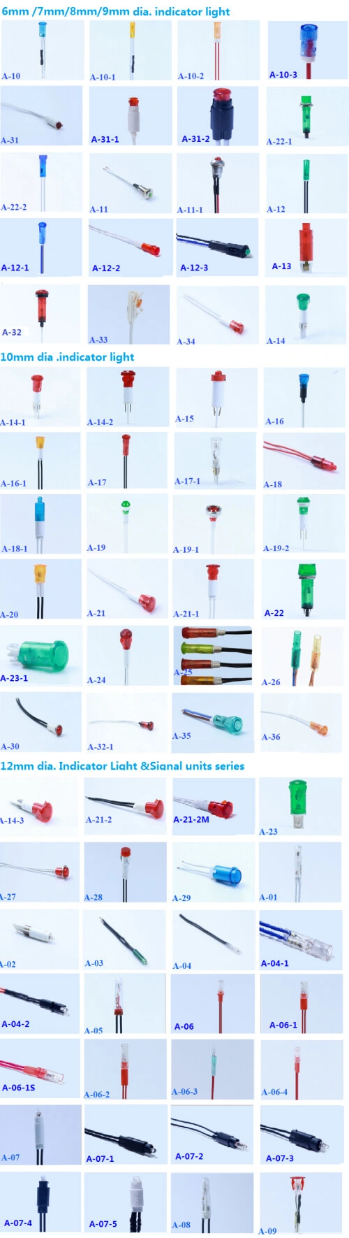 A-10-3 230 voltios LED Indicador de luces de 6 mm Dia Azul LED Indicador 1